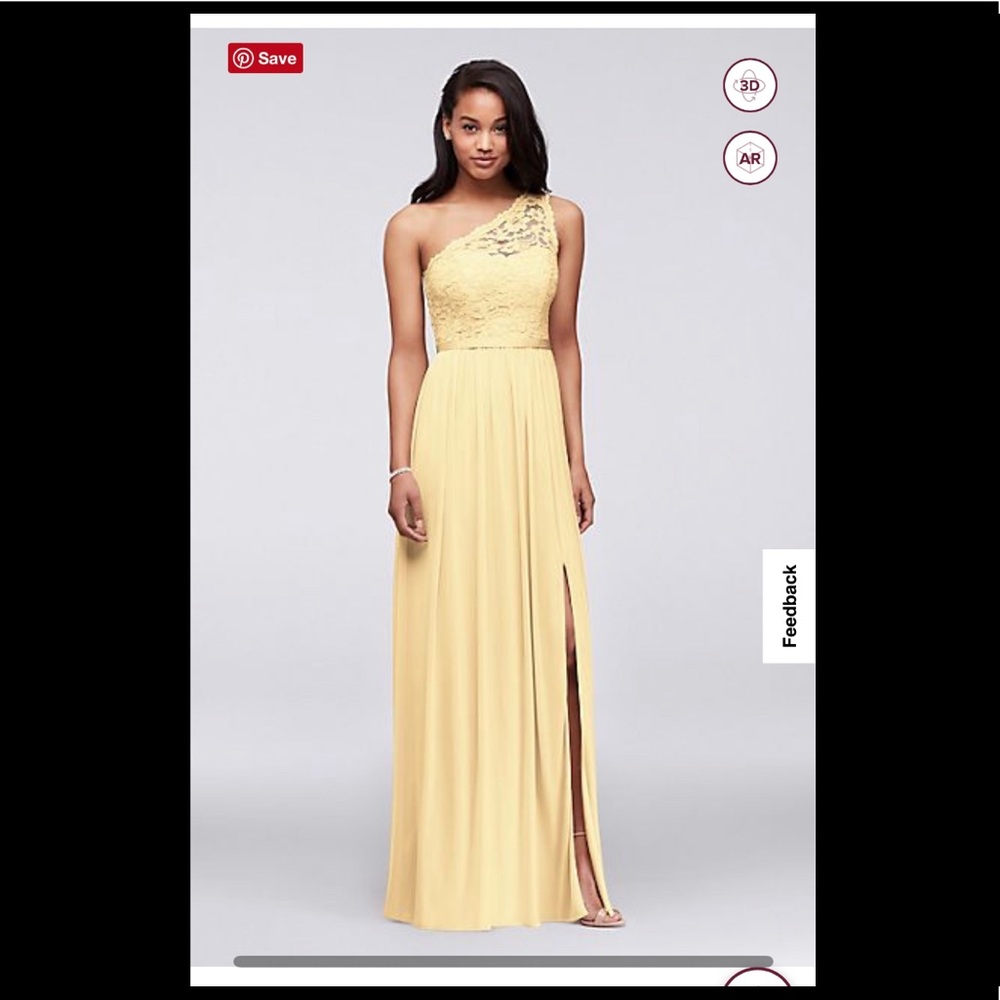 David’s bridal one shoulder lace bridesmaids dress F17063
